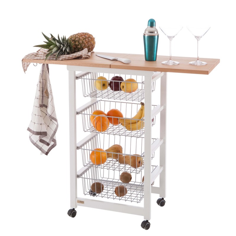 Europe & Nature Chariot De Cuisine - Extensible - Blanc
