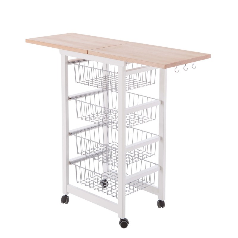 europe & nature Chariot de cuisine - Extensible - Blanc