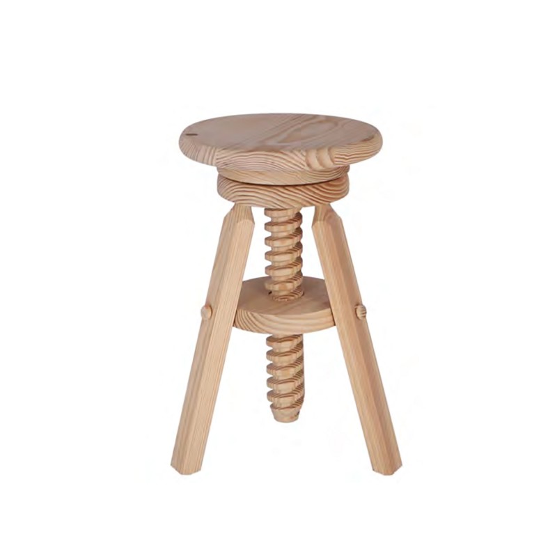 europe & nature Tabouret à vis - pin massif - bas