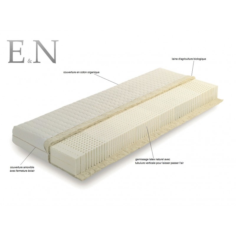 Europe & Nature Matelas Latex Naturel + Coton Organique + Laine (Epais)