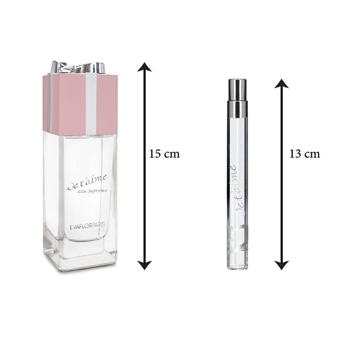 Evaflor Paris JE T'AIME Eau Suprême • Coffret Eau De Parfum 100 Ml Et Vapo De Sac 12 Ml • Parfum Femme