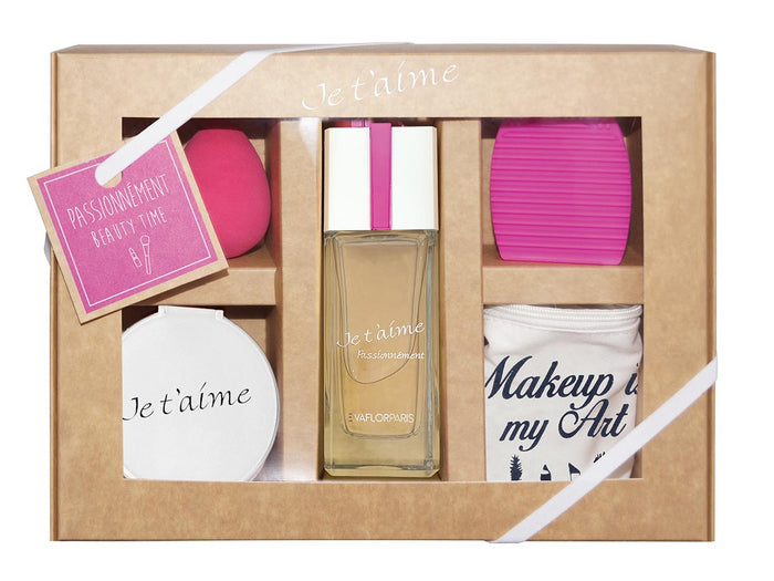 evaflor paris JE T'AIME Passionnément • Coffret Beauty time • Eau de Parfum 100 ml + 4 accessoires • parfum femme