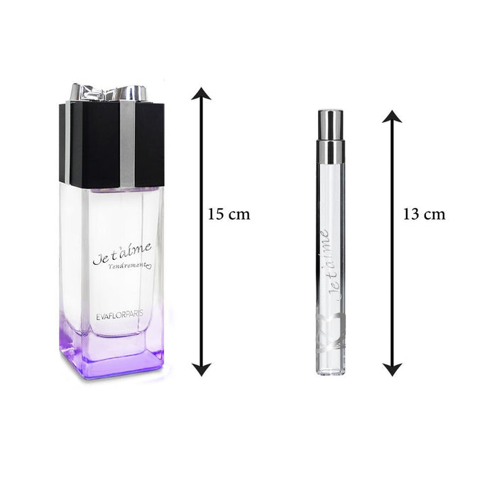 Evaflor Paris JE T'AIME Tendrement • Coffret Eau De Parfum 100 Ml Et Vapo De Sac 12 Ml • Parfum Femme