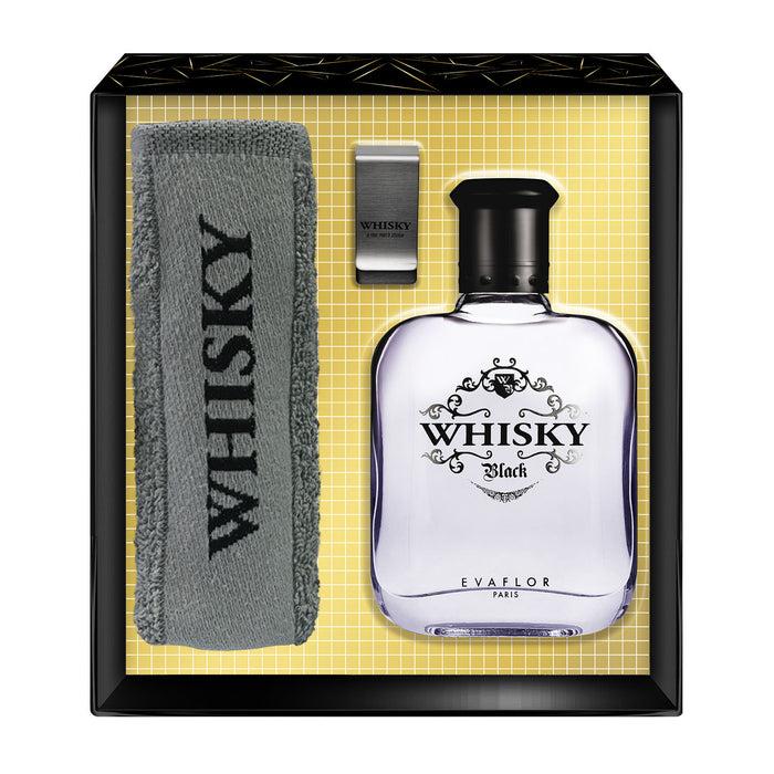 evaflor paris WHISKY BLACK • Coffret Eau de Toilette 100 ml une serviette et un Money Clip • Parfum Homme