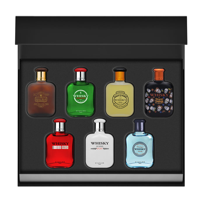 evaflor paris WHISKY Collection de Parfum • Coffret 7 Miniatures 10 ml • Parfums Homme