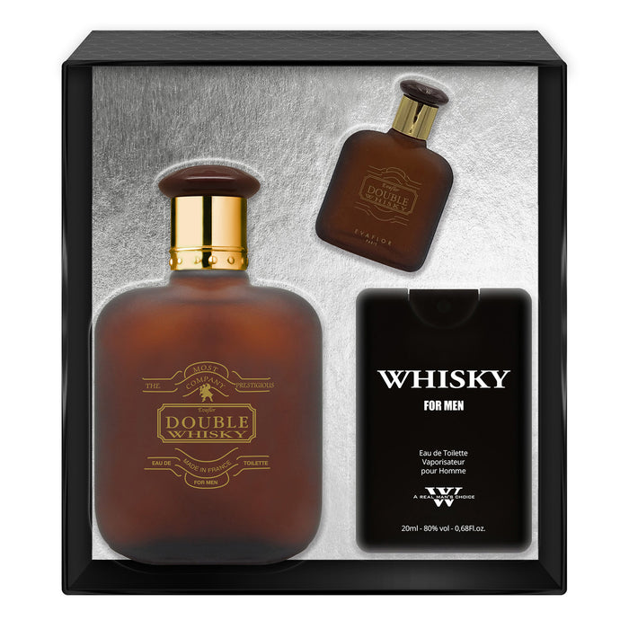 evaflor paris WHISKY DOUBLE • Coffret Eau de Toilette 100 ml Parfum de Voyage 20 ml et une Miniature 10 ml • Parfum Homme