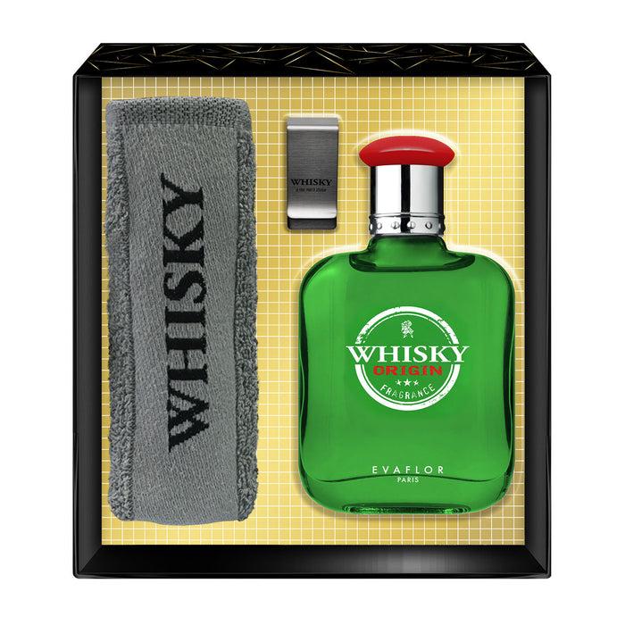 evaflor paris WHISKY ORIGIN • Coffret Eau de Toilette 100 ml une serviette et un Money Clip • Parfum Homme