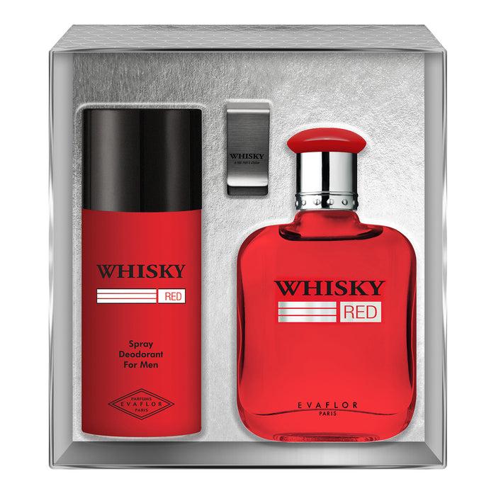 evaflor paris WHISKY RED • Coffret Eau de Toilette 100 ml Déodorant 150 ml et un Money Clip • Parfum Homme