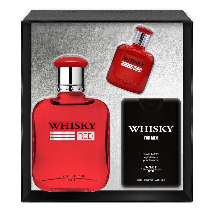 evaflor paris WHISKY RED • Coffret Eau de Toilette 100 ml Parfum de Voyage 20 ml et une Miniature 10 ml • Parfum Homme