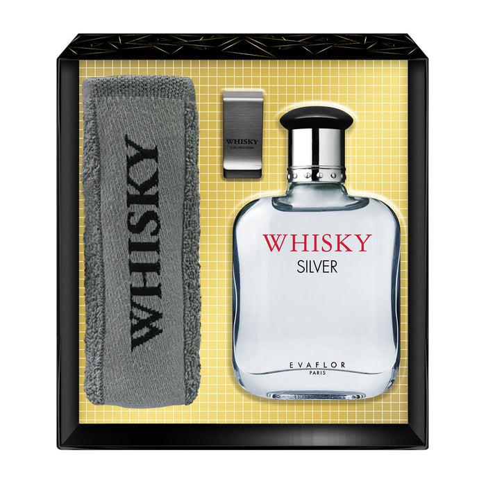 evaflor paris WHISKY SILVER • Coffret Eau de Toilette 100 ml une serviette et un Money Clip • Parfum Homme