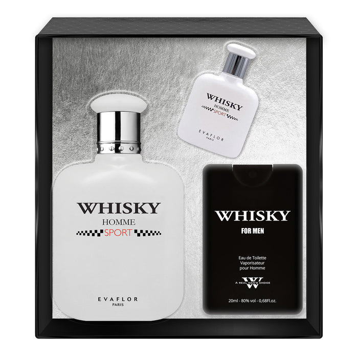 evaflor paris WHISKY SPORT • Coffret Eau de Toilette 100 ml Parfum de Voyage 20 ml et une Miniature 10 ml • Parfum Homme