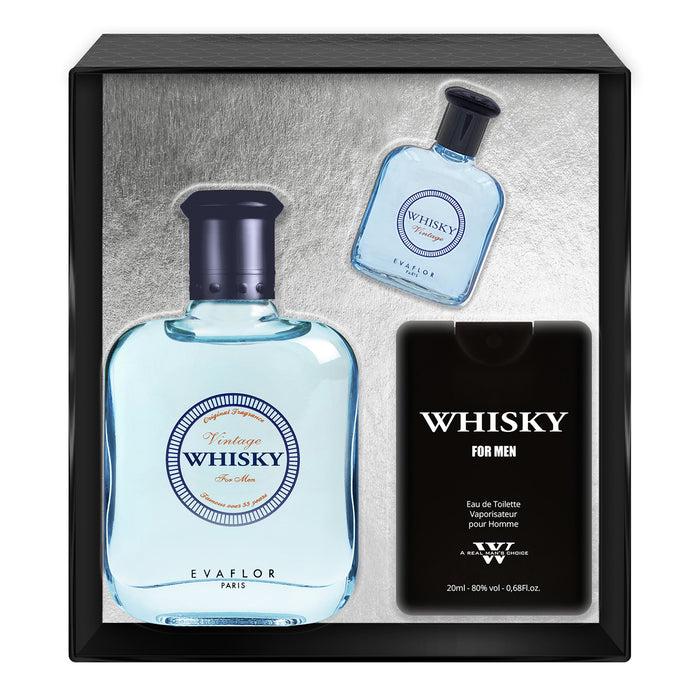 evaflor paris WHISKY VINTAGE • Coffret Eau de Toilette 100 ml Parfum de Voyage 20 ml et une Miniature 10 ml • Parfum Homme