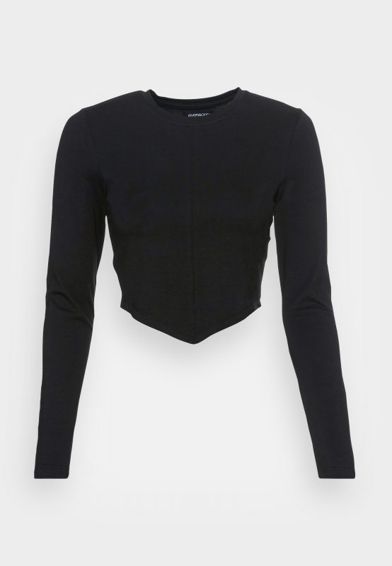 Even&odd CROPPED LONG SLEEVE WITH POINTY HEM – T-shirt à Manches Longues Even&Odd Soldes