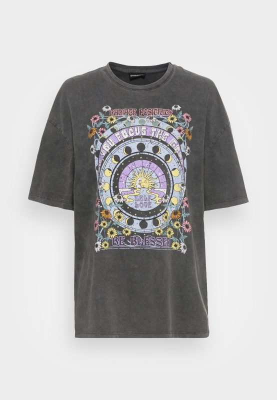 Even&odd LIZ ACID WASH FOCUS THE GOOD SUN TEE – T-shirt Imprimé Even&Odd Déstockage