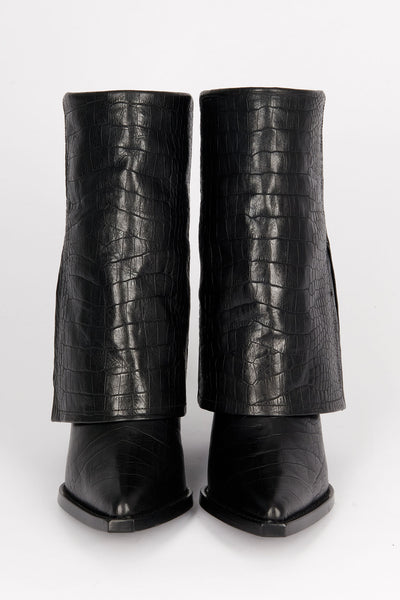 Filles A Papa DALLAS BASSE CROCO NOIR
