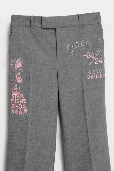 Filles A Papa MATT EMBROIDERY GREY/PINK