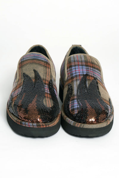 Filles A Papa PANTOUFLES GRISES ENFLAMÉES