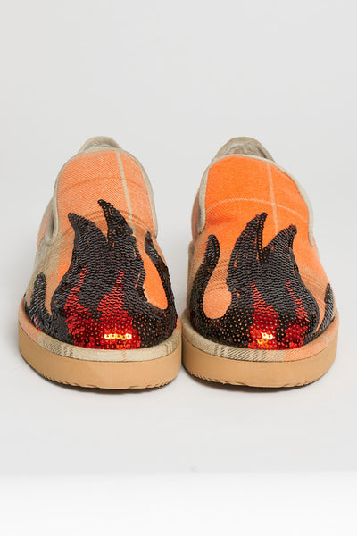 Filles A Papa PANTOUFLES ORANGES ENFLAMÉES