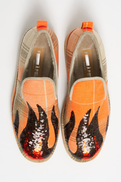 filles a papa PANTOUFLES ORANGES ENFLAMÉES