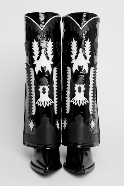 Filles A Papa TEXAS HAUTE EN CUIR VERNI NOIR