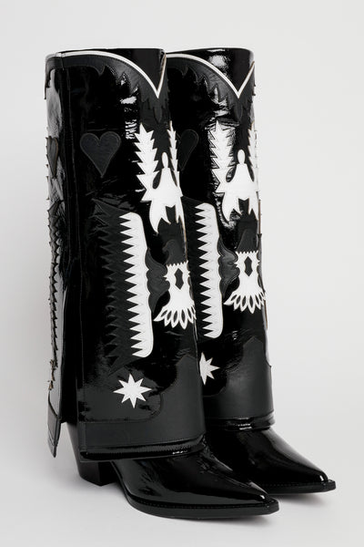 Filles A Papa TEXAS HAUTE EN CUIR VERNI NOIR