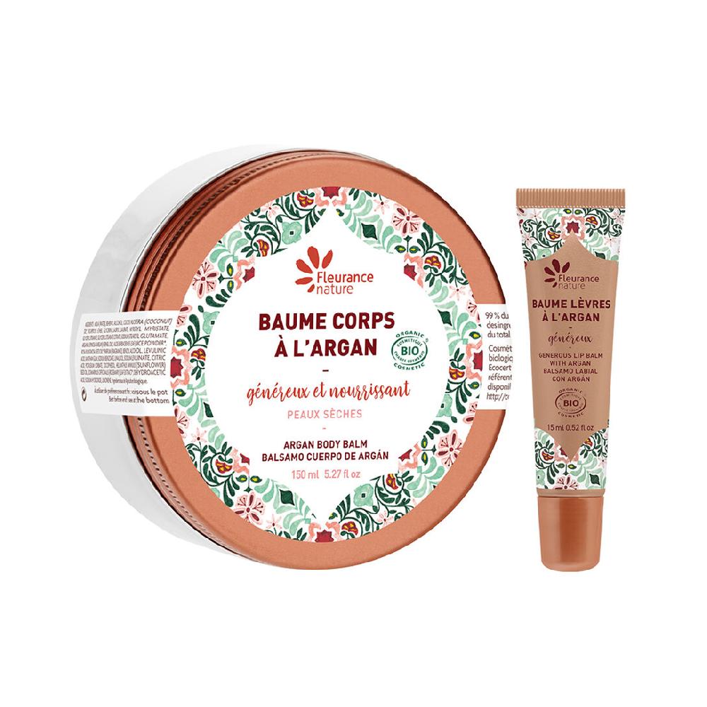 fleurance nature Duo Baume lèvres à l'Argan + Baume corps généreux à l'Argan