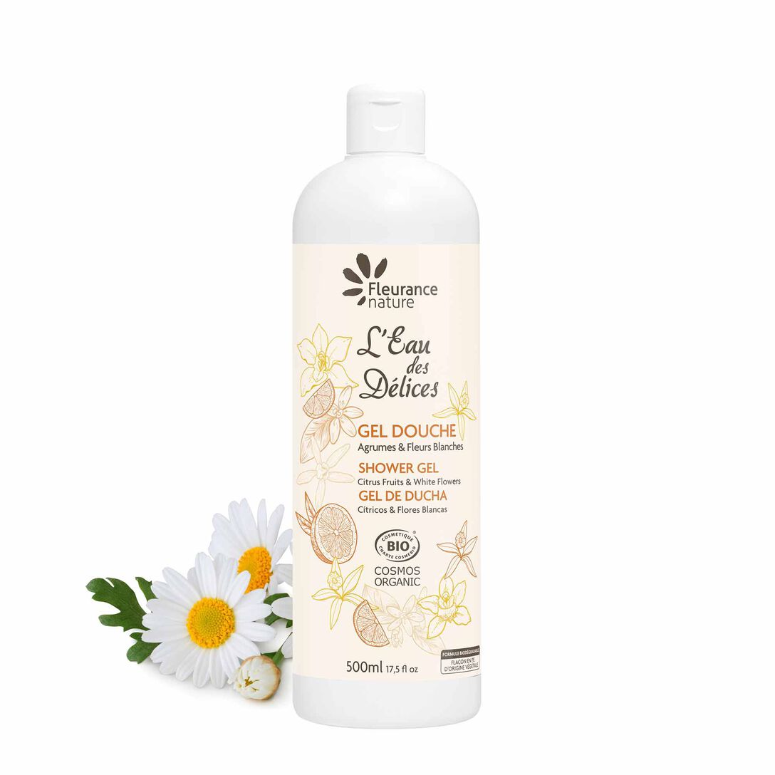 fleurance nature Gel douche parfumé à l'Eau des Délices Agrumes & Fleurs blanches 500 ml