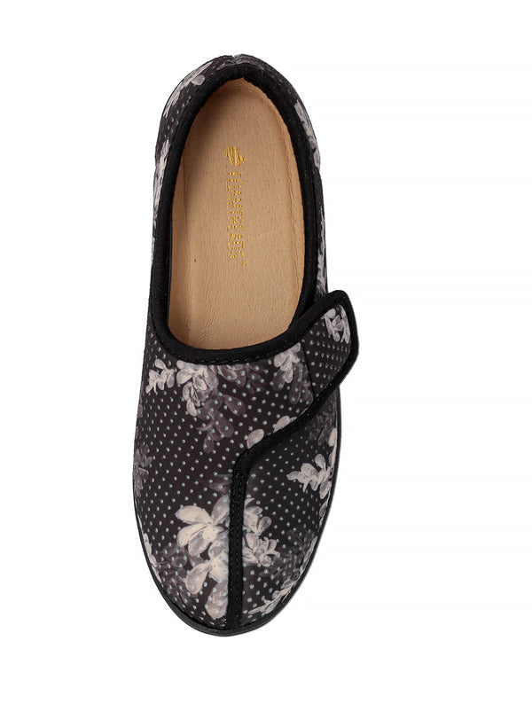 Foamtreads Jewel 2 Pantoufles Noires à Fleurs Imprimées Pour Femmes