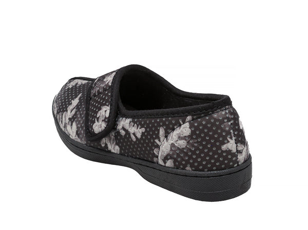 Foamtreads Jewel 2 Pantoufles Noires à Fleurs Imprimées Pour Femmes