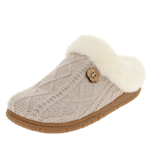 foamtreads Pantoufle Loom en tricot beige pour femmes