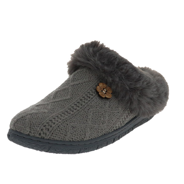 foamtreads Pantoufle Loom en tricot gris pour femmes