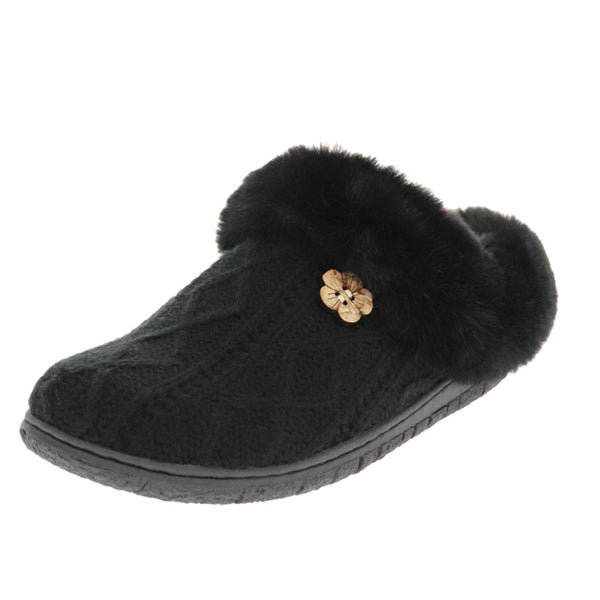 foamtreads Pantoufle Loom en tricot noir pour femmes