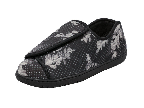 foamtreads Pantoufle Nurse 2 à imprimé floral noir pour femmes