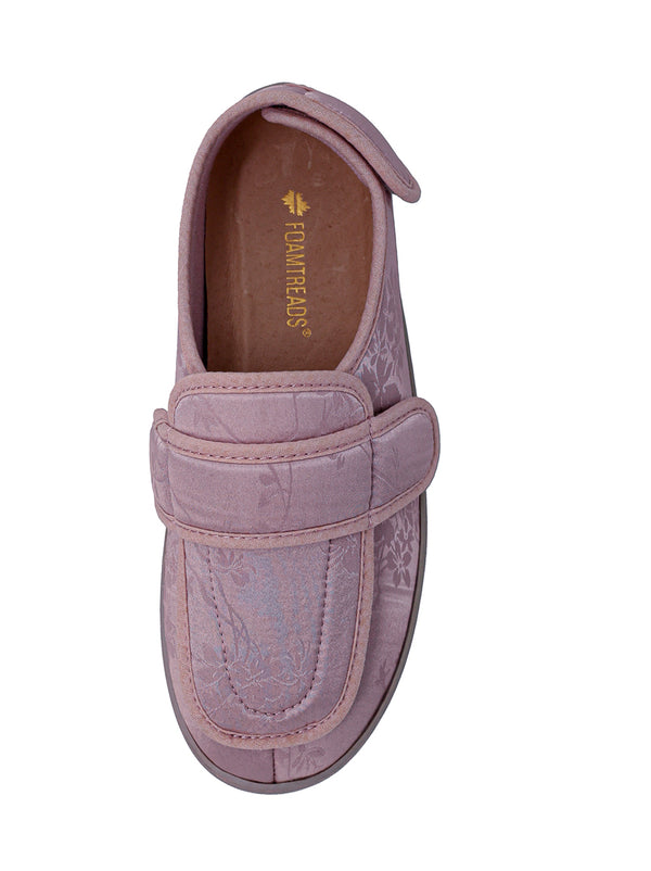 Foamtreads Pantoufle Physician L2 Dusty Rose En Satin Imprimé Pour Femmes