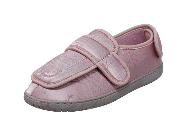 foamtreads Pantoufle Physician L2 Dusty Rose en satin imprimé pour femmes