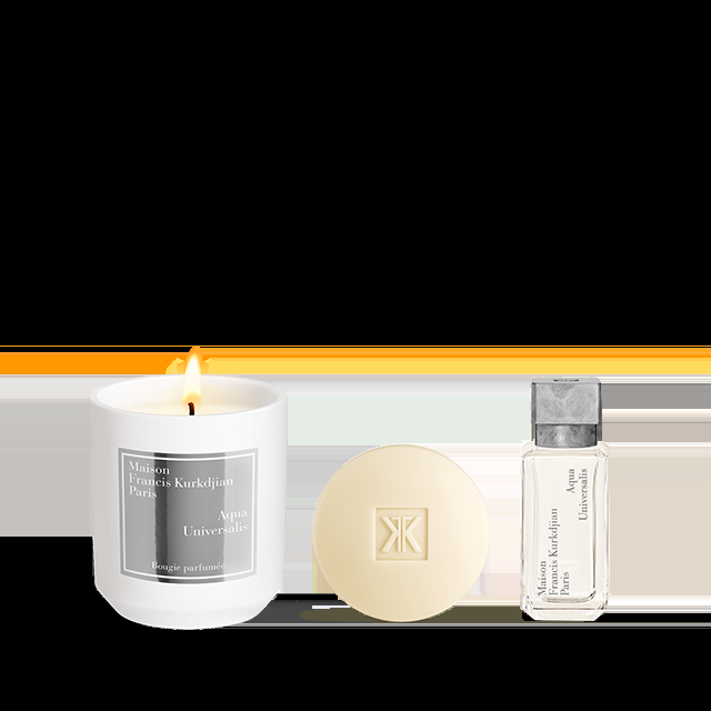 francis kurkdjian AquaUniversalis Trio Bougie parfumée Savon parfumant et Eau de toilette