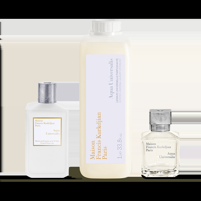 francis kurkdjian AquaUniversalis Trio brume parfumante pour le linge Lessive parfumante et Eau de toilette