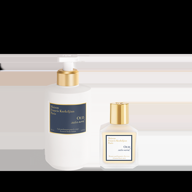 francis kurkdjian OUD satin mood Duo Lait parfumant pour le corps et Brume parfumante cheveux