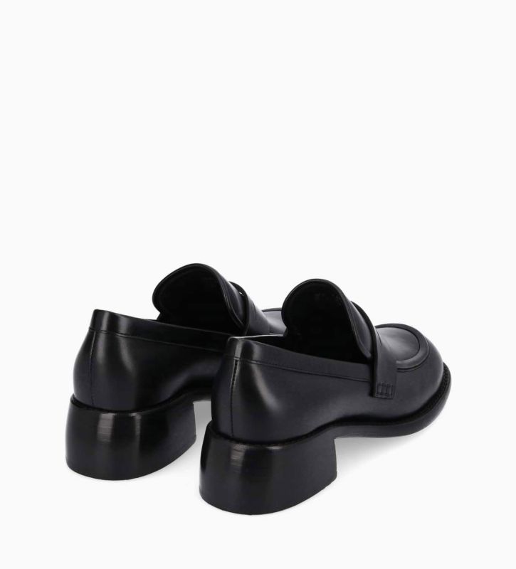Free Lance Anaïs 50 Mocassin à Talon à Bout Carré Cuir De Veau Lisse Brillant Noir