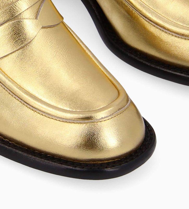 Free Lance Anaïs 50 Mocassin à Talon à Bout Carré Cuir Métallisé Or