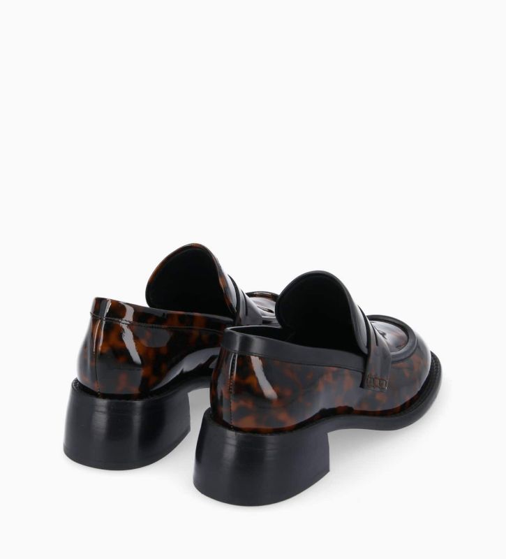 Free Lance Anaïs 50 Mocassin à Talon à Bout Carré Cuir Vernis Turtle