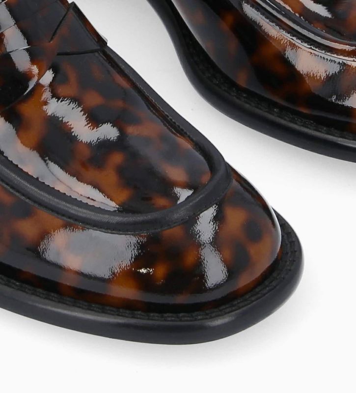 Free Lance Anaïs 50 Mocassin à Talon à Bout Carré Cuir Vernis Turtle