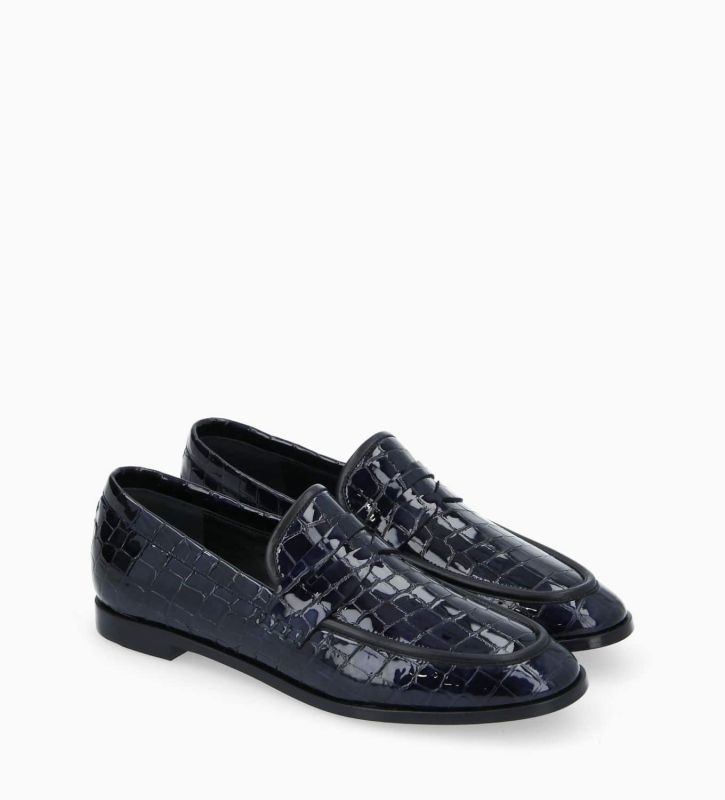 Free Lance Anaïs Mocassin Cuir Imprimé Crocodile Verni Noir