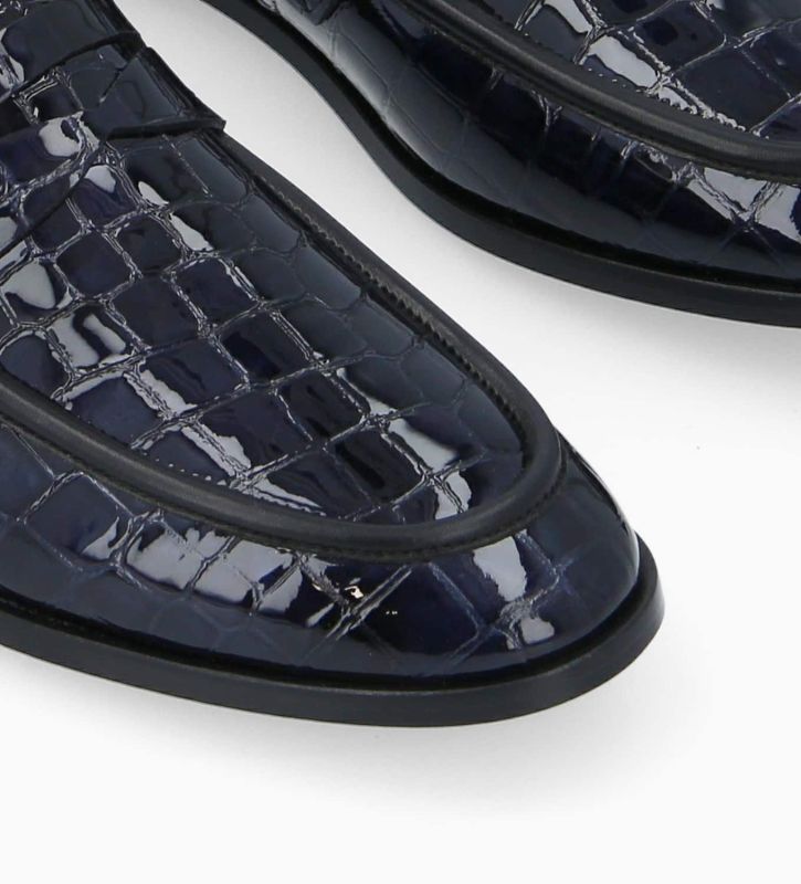 Free Lance Anaïs Mocassin Cuir Imprimé Crocodile Verni Noir