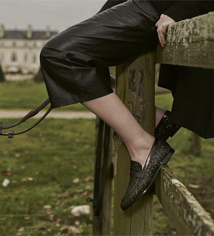 Free Lance Anaïs Mocassin Toile Pailletée/Cuir De Veau Onyx/Noir