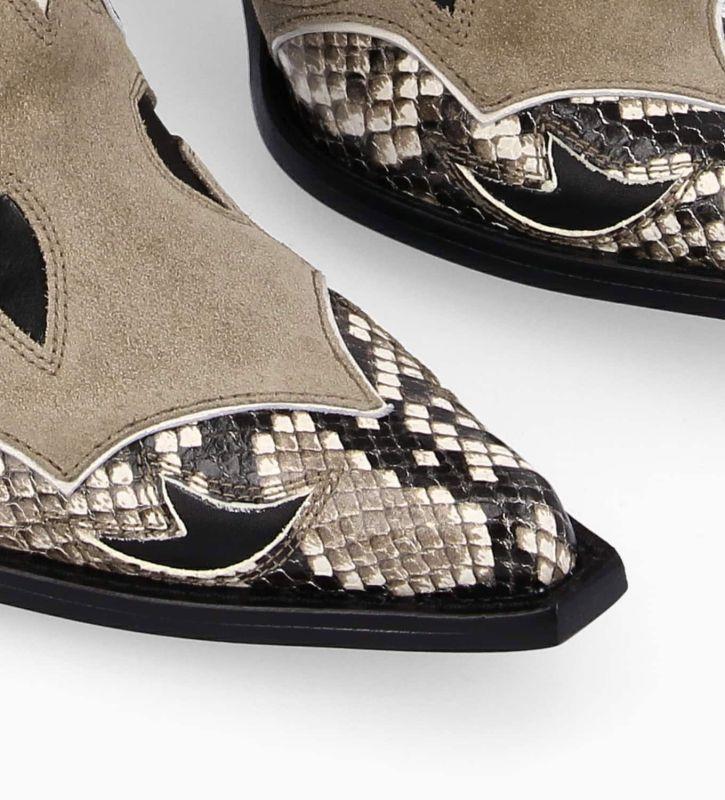 Free Lance Andrea 80 Bottine Western à Talon Cuir De Veau/Velours/Nappa/Serpent Noir/Beige/Taupe