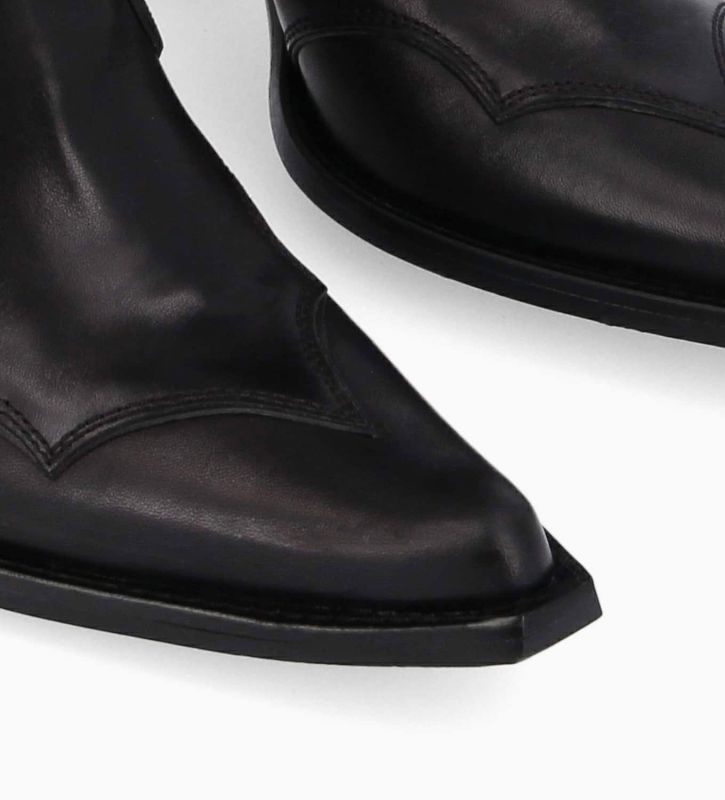 Free Lance Andy 80 Bottine Western à Talon Cuir De Veau Lisse Mat Noir