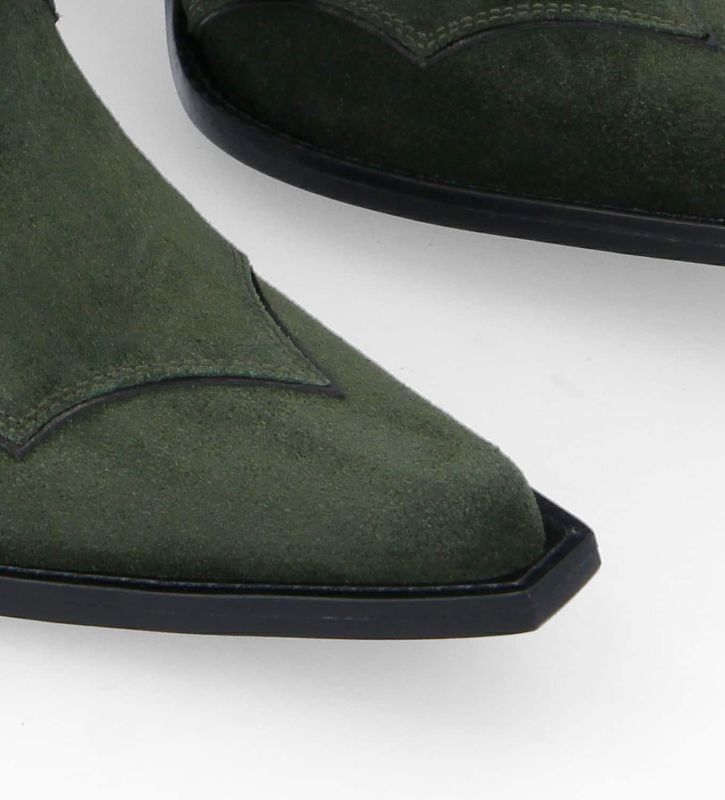 Free Lance Andy 80 Bottine Western à Talon Cuir Velours Militaire
