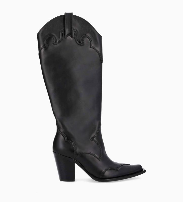 free lance Annie 80 Botte western à talon Cuir de veau lisse mat Noir