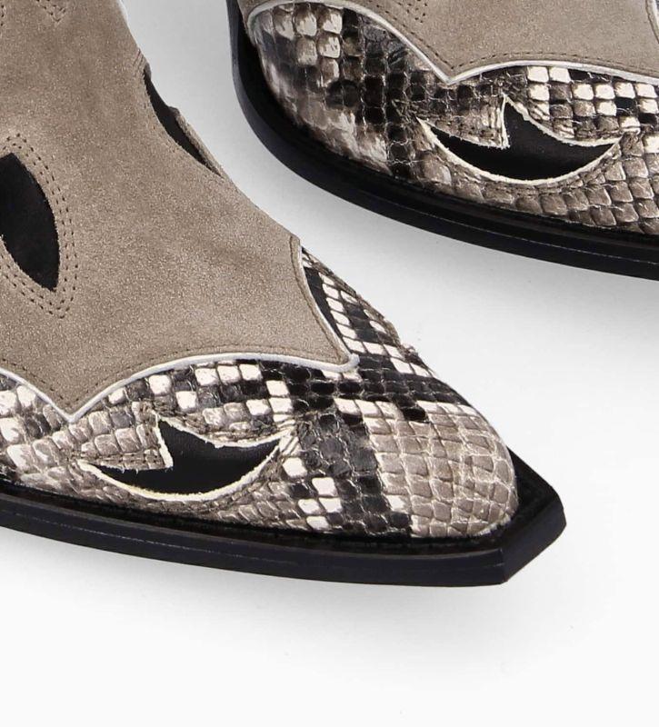 Free Lance Annie 80 Botte Western à Talon Cuir De Veau/Velours/Nappa/Serpent Noir/Beige/Taupe